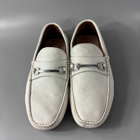 Moschino White Driver Loafers, Size 39